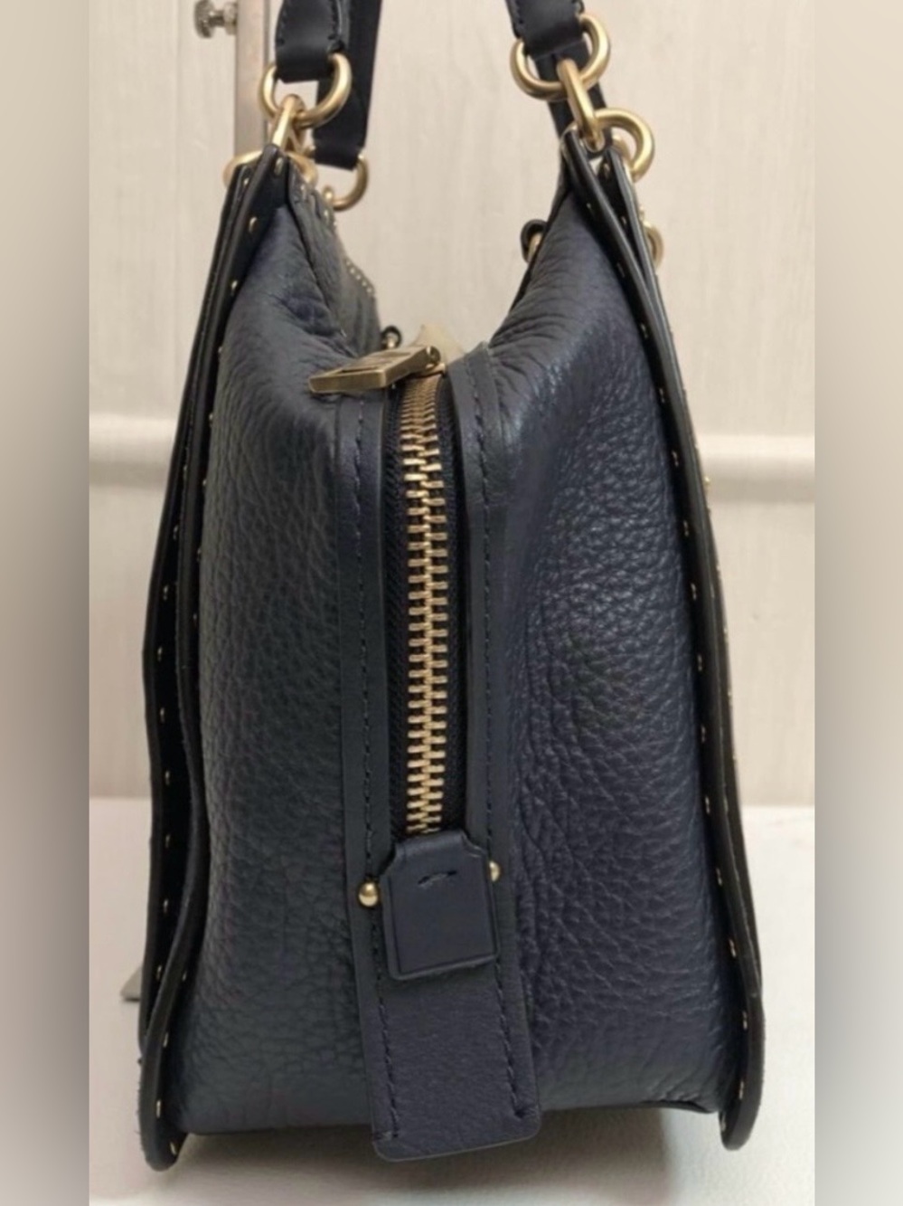 COACH Navy Blue Pebble Leather Gold Stud Dreamer and Wallet Set - Picture 13 of 16